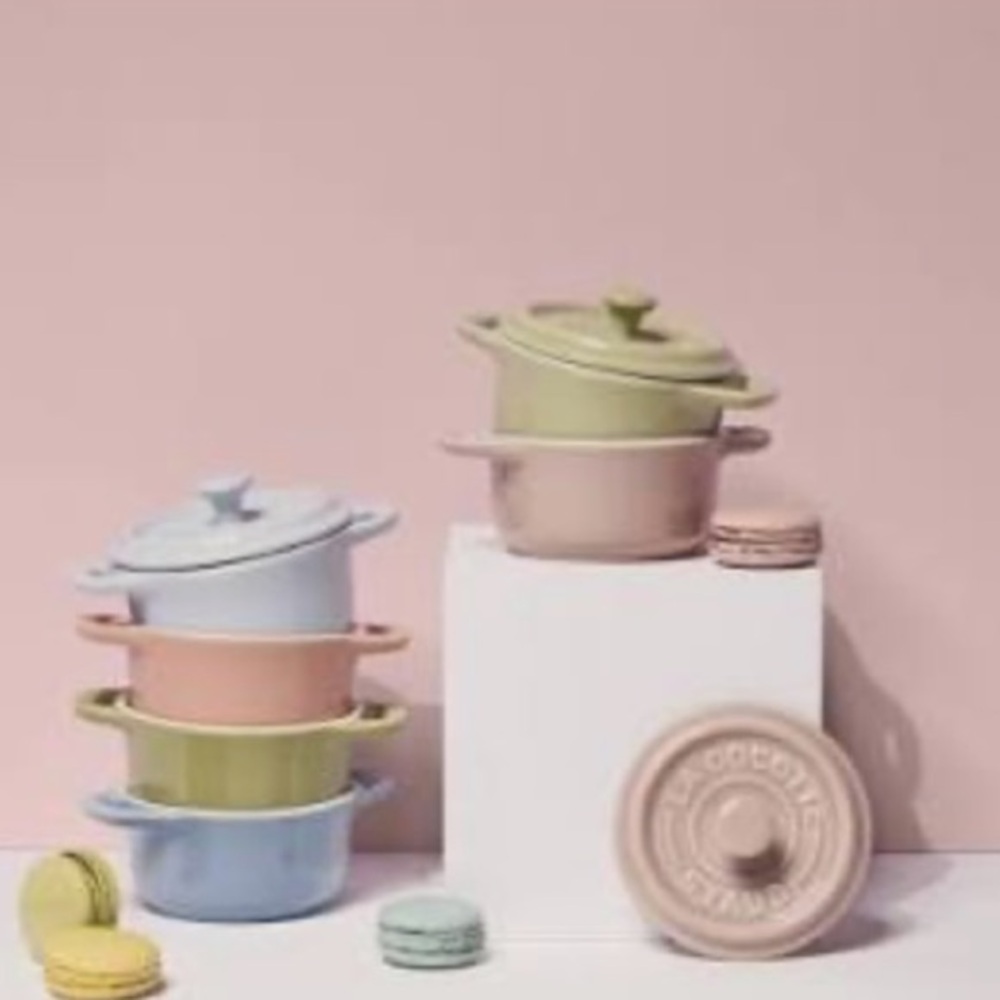 NWT Staub ceramic round mini cocotte- light pink